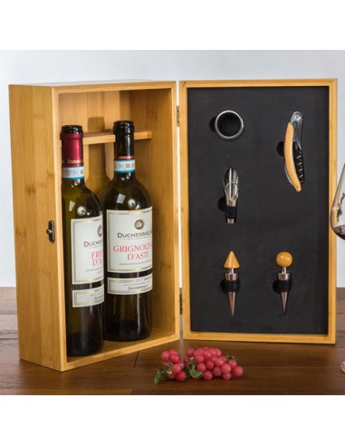 ANTI5SET RERXN Antico Contenitore Scatola per Vino,portabottiglie per Vino,Set di Accessori per Vino,Scatola Regalo di Vino in Legno,Tappo per Vino,cavatappi per Vino