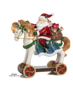 Babbo Natale su cavallo a dondolo