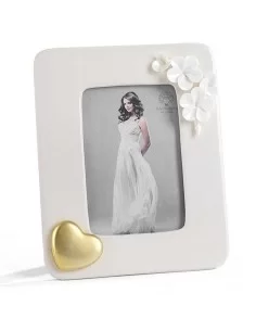 cornici bomboniera matrimonio portafoto porcellana con cuore oro