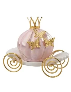 bomboniere carrozza di cenerentola in ceramica con corona e farfalle oro nozze comunione - Bomboniere Shop Store