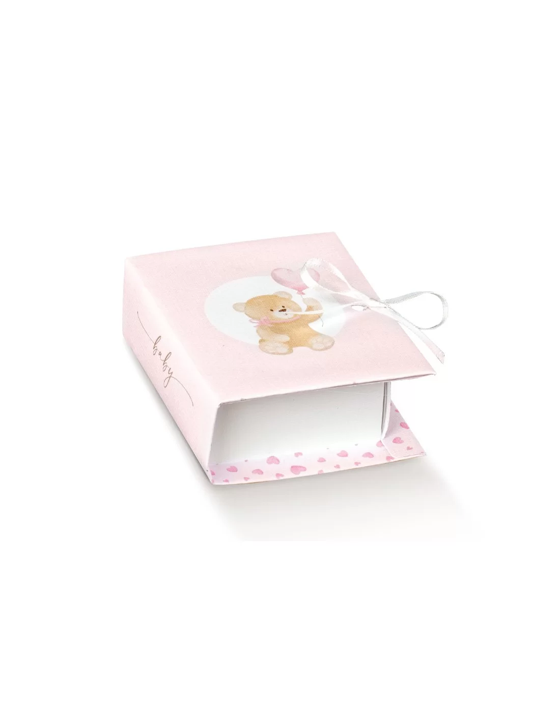 bomboniere portaconfetti nascita libro con orsetto rosa